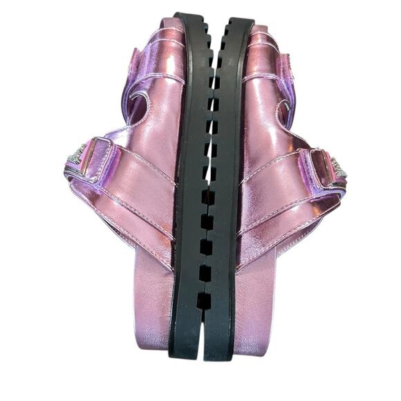 GUESS Fabula Lug-Sole Logo Footbed Sandals Slip On Metallic Pink NEW Size 7 - Picture 6 of 8
